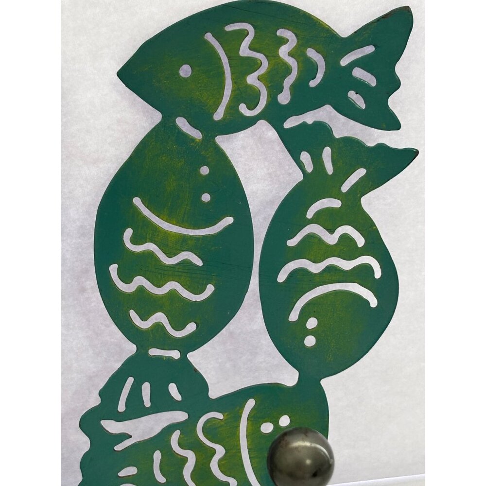 Kitty Cat & Fish Metal Wall Hook Decor Key Pet Leash Towel Hat Holder Whimsical - Picture 3 of 6